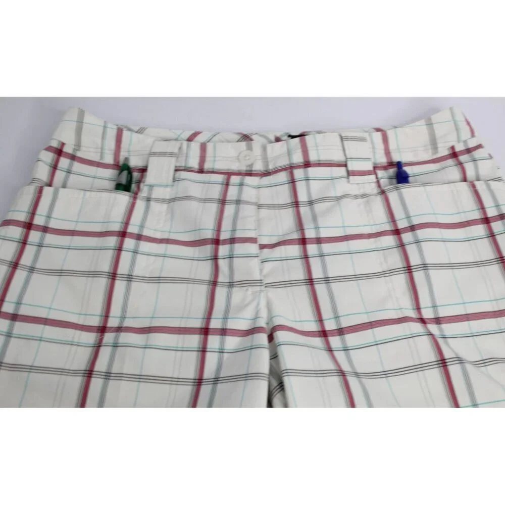SLAZENGER Plaid Golf‎ Shorts Women's 6 White Pink Athletic Stretchy Pickleball